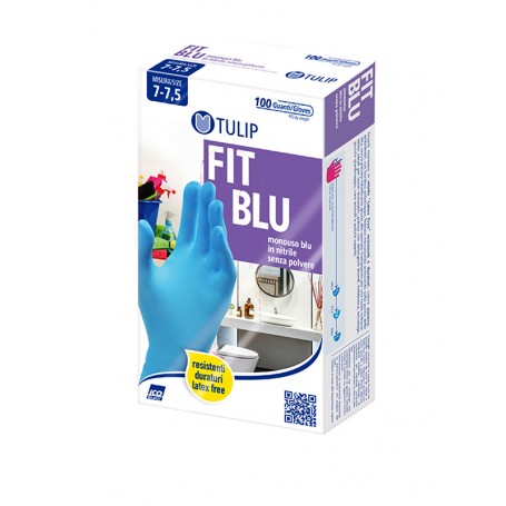 GUANTI NITRILE  BLU 100PZ M